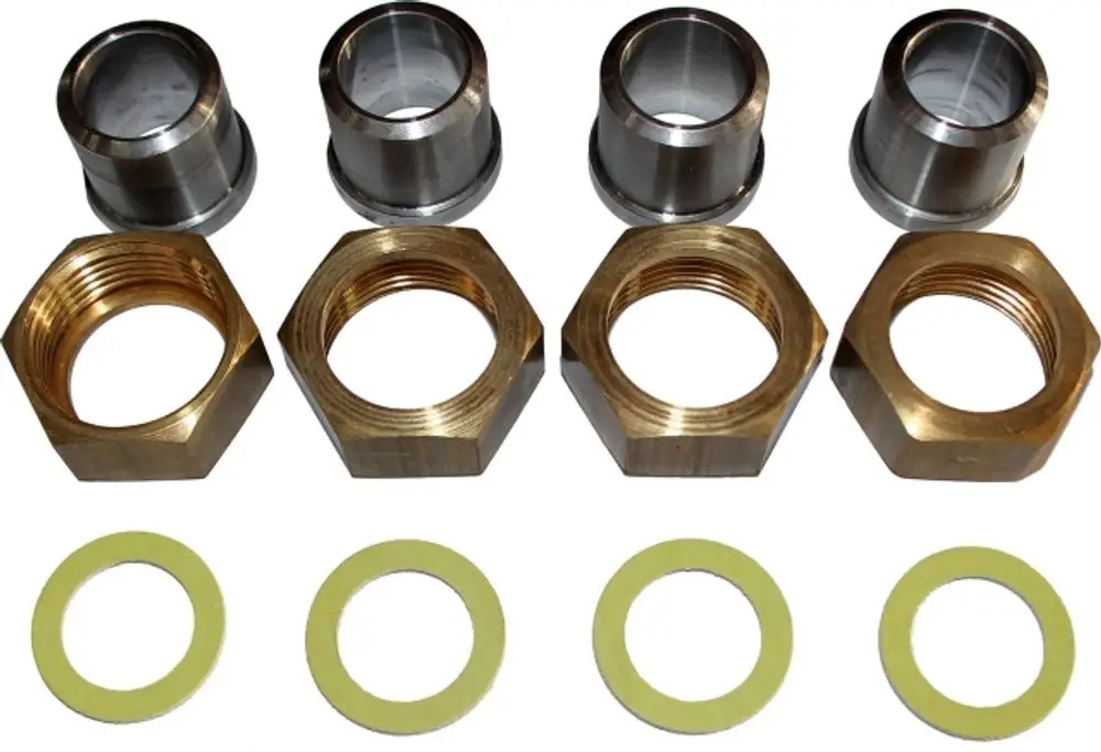 Anschluss-Set mit mehreren Fittings und Dichtungen von Wolf. Enthält diverse Anschlüsse und Riegel für mechanische Verbindungen.